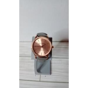 Monroe By Maestro Women's Watch- Grey Genuine Leather Band Rose Gold Face